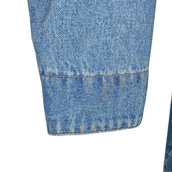VTG 90s Y2K Faded Glory Flannel Lined Button Front Chore Barn Blue Denim Jacket - Picture 8 of 9